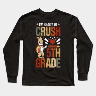 I'm Ready To Crush 5th Grade Back To School Cute Rabbit Long Sleeve T-Shirt